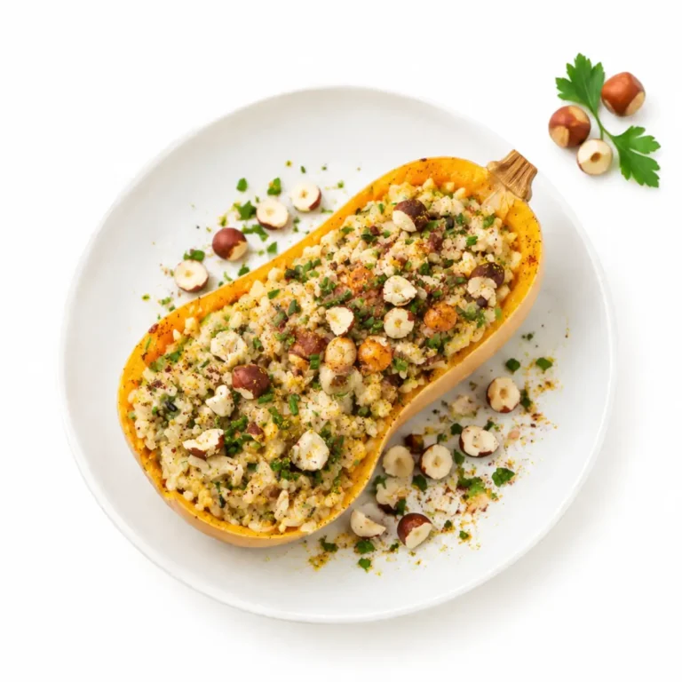 Courge butternut farcie au riz et aux noisettes : un plat facile et délicieux en 42 minutes
